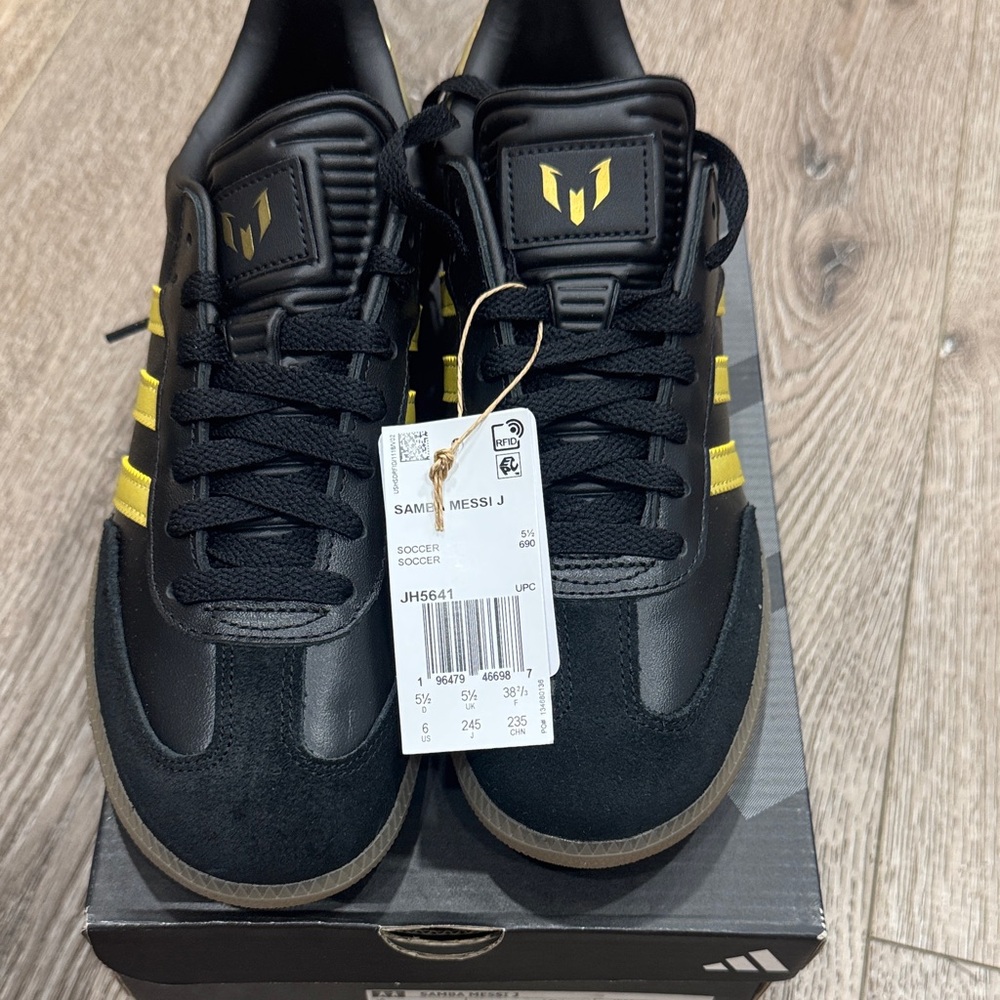 Adidas Sambas Messi Youth  Black and Yellow Sneakers